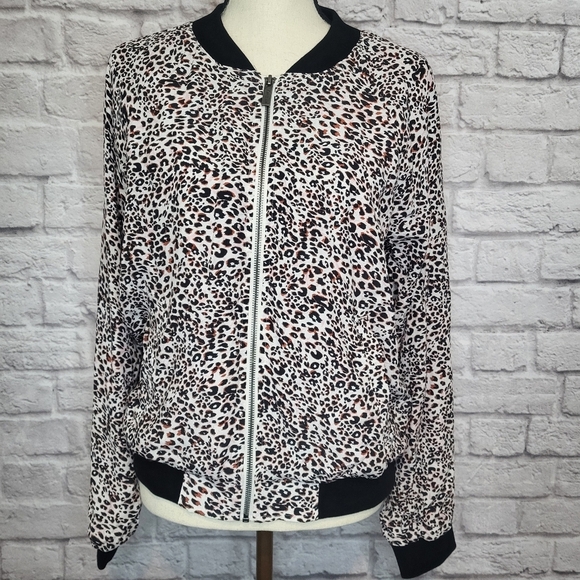 Sanctuary Jacket Havana Bomber Animal Print Zipper Front Side Pockets Size M NWT - Picture 3 of 11